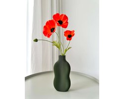 BABBIA Siervaas Donkergroen – Geribbelde Design Vaas – Droogbloemen Vaas – Bouwbloemen Vaas – Cadeau Woondecoratie