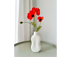 BABBIA Witte Vaas Binnen – Droogbloemen Vaas – Decoratieve Siervaas Woonkamer – Bouwbloemen Houder – Cadeau
