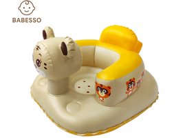 Babesso® Opblaasbare Babystoel – Tijger Stoel Baby – Draagbaar Babyzitje met Tafeltje – Inclusief Luchtpomp – Comfortabel & Veilig