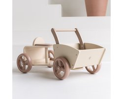 Babiem® Bakfiets Moos - Inclusief Accessoires - Houten Loopfiets met Bak - vanaf 1 jaar - Off white