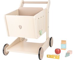 Babiem® Loopwagen Oliver – Incl. Accessoires – Houten Loopwagen 1 Jaar – Houten Winkelwagen – Loopwagen baby – FSC – Hout