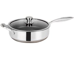 Babij cooking hapjespan met Deksel - 28cm - RVS - Honingraat - Inductie