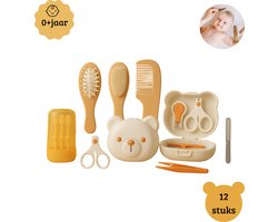 BABIVA® Premium Bamboe Hout - Baby Verzorgingsset - Kraamcadeau - Baby Borstel en Kam - Zachte Geitenharen - Massageborstel - 100% Natuurlijk - 12 Delig