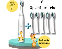 BABIVA® Premium Elektrische Tandenborstel voor Baby en Peuter 0 t/m 8 jaar - Elektrische tandenborstel Baby - Elektrische tandenborstel Kind - Sonisch tandenborstel - Gratis 6 opzetborstels - 16.000 trillingen per minuut - Wit - Zacht en Veilig