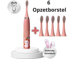 BABIVA® Premium Elektrische Tandenborstel voor Baby en Peuter 0 t/m 8 jaar - Elektrische tandenborstel Baby - Elektrische tandenborstel Kind -Sonisch tandenborstel - Gratis 6 opzetborstels - Roze - Zacht en Veilig