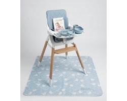 Babley Startbundel Baby-Led Weaning / Rapley-methode Blauw – Meegroeistoel, Spatmat, Siliconen Kinderserviesset & BLW Handboek | Compleet startpakket voor vaste voeding | 6–36 maanden