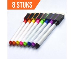 Bablue Whiteboard Stiften - Whiteboardmarkers - 8 Stuks - Verschillende Kleuren