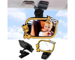 Baby Achteruitkijkspiegel voor Auto, 360° Draaibaar, Schokbestendig en Met Bevestigingsclips voor Veiligheid en Comfort van Baby