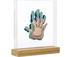 Baby Art Family Prints Verf Handafdrukken op Glas | Houten Staander
