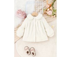 Baby - Baby meisje kraam cadeau - Schattige Pluizige Jas - Buiten Harige Warme Jas - Baby Meisje - 9 - 12 Maanden - Kleur Wit - Chique Jas - Kraamcadeau Meisje - Verjaardagscadeau Meisje - KerstCadeau - Kerstmis - Christmas - Cadeautjes