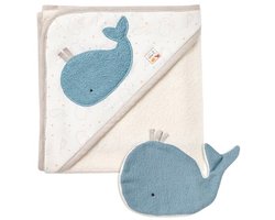 Baby badset - Handdoek en waslap - Lekker in bad - 100% biologisch katoen - 70x70 cm - Meerkleurig