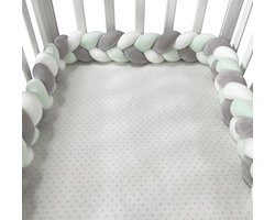 Baby Bedbumper - Handgeweven - Baby Beddengoed - Baby Bedbumper - Geknoopt Gevlochten Pluche Kussen - Kinderkamerdecoratie - Babybedbumper Pads - Pasgeboren Cadeau (150cm)