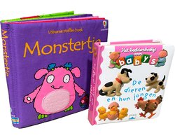 Baby boekjes eerste jaar voordeelbundel - Stoffen voelboek met flapjes + kijkboek met stevige bladzijdes - Baby speelgoed cadeau 0 jaar | 3 maanden | 6 maanden | 1 jaar - Baby ziet box - Voorleesboek - Kinderboek