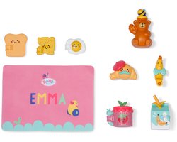BABY born Ontbijtset met accessoires en klikken-en-spelen-functie: ontbijtset met voedselitems en placemat voor poppen van 43 cm