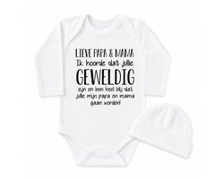 Baby cadeau geboorte papa en mama worden meisje jongen set met tekst aanstaande zwanger kledingset pasgeboren unisex Bodysuit |  babykleding Huispakje | Kraamkado | Gift Set babyset kraamcadeau pakje babygeschenk babygeschenkset kraampakket