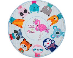 Baby cadeau jongen en meisje - Speelmat baby - Schattige dieren - kinder Kleurtjes - Vloerkleed - kindertapijt - speelkleed jongens en meisjes - Roze - Wit
