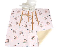 Baby Chair Mat - 110 x 110 cm - Kinder Vloerbeschermingsmat - Antislip Waterdicht Hoog Stoeltje - Voeding - Spelen - Buiten - Binnen - Voor Baby's - Kinderen - Regenboog