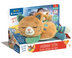 Baby Clementoni - Good Night Kitten - Slaap-knuffel met ademhaling, spingeluid en melodieën - voor ontspanning - vanaf 0 maanden