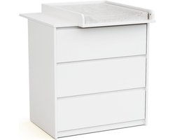 Baby Commode - Ladekast Kinderkamer - Babykamer Inrichten - Houten Constructie - 71x73x82cm - Wit