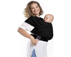 Baby Draagdoek - Babywrap - Baby Carrier - Babydrager - Buikdrager Baby – Baby Draagzak - Baby Sling | Ergonomisch | Met Tasje | Zwart