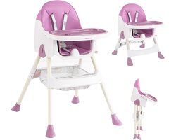Baby Eetstoel - Kinderstoel - Babytafelstoel - Opvouwbare Eetstoel - Multifunctionele Babystoel Voor Aan Tafel - Dubbele Plaat - Waterdicht - Kinderzetel - Paars