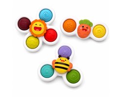 Baby Fidget Spinners - Badspeelgoed met Zuignap - 3 Stuks - Multicolor