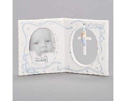 Baby Fotolijst - Jongens Decoratie - Herinneringen Bewaren - Porselein Materiaal - 2.5 x 3.5 Foto - Wit