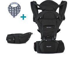 Baby Garden Draagzak Baby 4 in 1 met Heupzitje - Ventilatiesysteem - Zonnekap - EU Gecertificeerd - Incl. Slabbetje - Verstelbaar - Zwart
