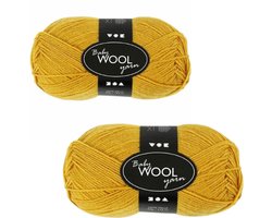 Baby garen donkergeel | Merino babywol | Breigaren en haakgaren | Superwash wol | Multipack 2 bollen van 50 g