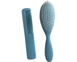Baby Haarkam en Haarborstel set Blauw - Baby Verzorgingsset - Baby Kam - Baby Borstel - Jongens en Meisjes