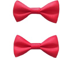 Baby Haarspeldjes met Strik - Set van 2 - Rood - Meisjes Haaraccessoires - Haarclips Kind - Maison Lunali