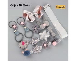 Baby Haarspeldjes set - 18 stuks - Grijs - Haarclipjes - Haar Accessoires - Kinderen - Peuter - Meisjes - Gift - Cadeau