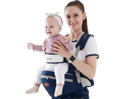 Baby Heupdrager met Extra Band en Nek Band – Donkerblauw – Heupsteun voor Baby en Peuter – Draagtas met Veiligheidsband tegen Rugklachten – Kind Hip Seat Carrier