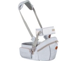 Baby Heupdrager met Extra Band en Nek Band – Grijs – Heupsteun voor Baby en Peuter – Draagtas met Veiligheidsband tegen Rugklachten – Kind Hip Seat Carrier