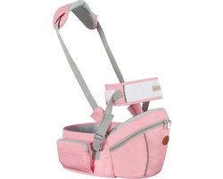 Baby Heupdrager met Extra Band en Nek Band – Roze – Heupsteun voor Baby en Peuter – Draagtas met Veiligheidsband tegen Rugklachten – Kind Hip Seat Carrier – Ergonomisch – Veilig – Comfortabel – Ondersteuning voor Ouders – Praktisch