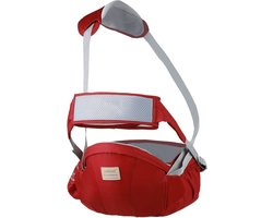 Baby Heupdrager met Veiligheidsband & Schouderband – Rood – Heupsteun voor Baby en Peuter – Kind Hip Carrier - Ergonomisch - Comfortabel - Veilig - Stevig - Voor lange wandelingen - Ouders - Praktisch - Stijlvol