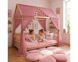 Baby Huisbed Hemel - Hemeltje Bed - Kinderkamer Aankleden - Met Gouden Vlinders - 320 cm - Oudroze