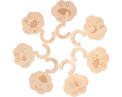 Baby Kleerhangers Verdelers - Kast Organizers - Baby Garderobe Ordenen - Houten Constructie - 18 x 12 cm - Lichtgeel