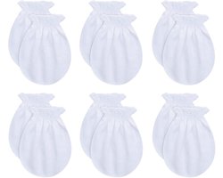 Baby Krabwantjes - 6 Paar - Anti krabwanten 0-6 maanden - Anti-krab wanten voor pasgeborenen - Anti-krab gezichtje baby wanten - Baby wanten - Geschikt voor zowel jongens als meisjes - Zacht en comfortabel - Wit