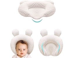 Baby Kussen - Ergonomische Kussen - Traagschuim Vulling - afplatkussen - Traagschuim - Slaapkussen voor Baby's - Wasbaar in de Machine - Pasgeboren Kussen met Plat Hoofd (0-12 Maanden) Baby kussens