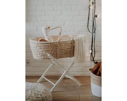 Baby Mandje met Standaard - Wieg Mand Baby - Veilig Slapen - Handgeweven Natuurlijk Zeegras
