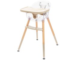 Baby Mix - Kinderstoel - Transparant kunststof - Verstelbare voetsteun - Veiligheidsgordel - Houten eetstoel - Lichtgewicht - Modern - Scandinavisch - Stevig - Peuterstoel