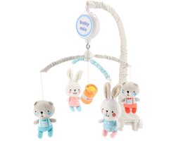 Baby Mix - Muziekmobiel - Pluchen figuren - Teddyberen & Konijnen - Voor boven wieg, box of kinderbed - Elektronische Draaicarrousel - Melodieën - Schommelmobiel - Babyaccessoires - Slaapkamer mobiel