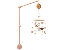 Baby Mobiel Sterren + Houten Mobiel Houder + Muziekbox - Boxmobiel – Babyshower Cadeau Baby Mobiel – Wieg Mobiel – Kraamcadeau