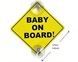 Baby on board bordje met zuignappen - auto - kinderen - rijden - veiligheid - accessoire