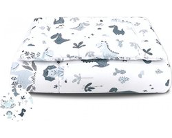 Baby & Peuter Dekbedset met Print Dino 135x100 cm + Kussen 40x60 cm - Wasbaar Dekbed
