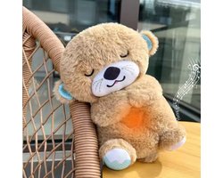 Baby Pluche Geluidsmachine Speelgoed met Muzieklampjes en Ademhalingsbeweging voor Pasgeborenen vanaf 0 Maanden - Pluche Speelgoed met Muzieklampjes en Kalmerende Pop voor Kinderen, Leuk Cadeau - Ademhalings Gloeiende Muziek voor Baby Sensorische