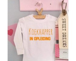 Baby Rompertje tekst | Mijn eerste koningsdag ) koekhapper in opleiding | lange mouw | wit oranje | maat 62-68