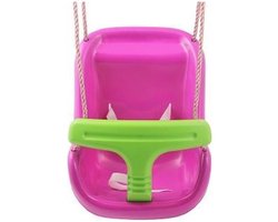 Baby Schommelzitje Luxe Roze/Limoengroen PP touwen
