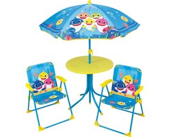 Baby Shark Tuinset Family 4-delig - 2 Stoeltjes + Tafel + Parasol